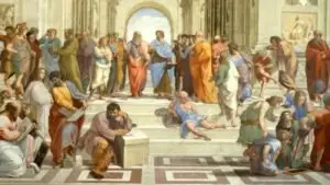 Détail de L'École d'Athènes de Raphaël (1508-1512). | Musées du Vatican via Wikimedia Commons
